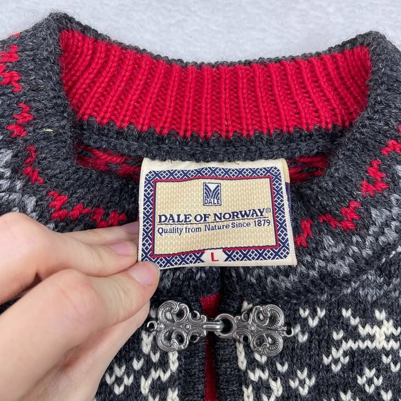 Dale Of Norway Mens Nowegian Wool Fair Isle Reindeer Sweater Size L Clasp Thick - Picture 8 of 12